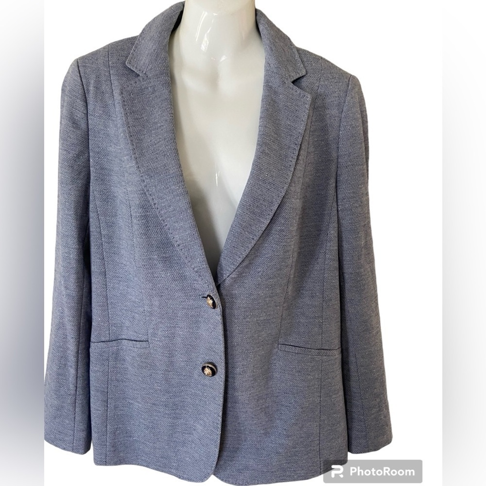 Talbots Blue Shetland blazer /knit stretch jacket size 12,free Blue Ombre scarf - Picture 5 of 9
